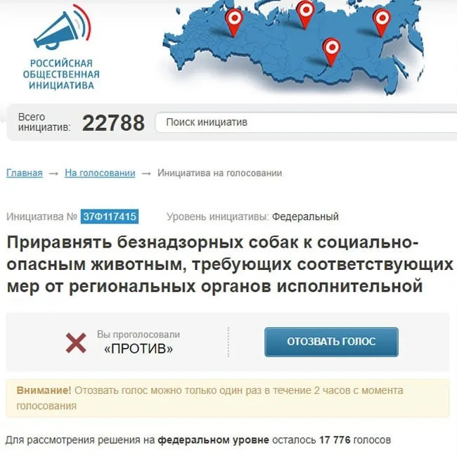 Голосование против истребления бездомных собак